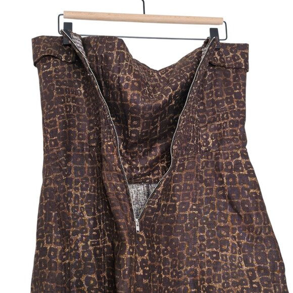 Reformation Madilyn Vesuvio Brown Strapless Linen Mini Dress Size 10 - Picture 7 of 9